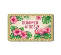 Summer Aesthetic Dish Drying Mats for Kitchen Counter, Peach Tropical Floral Absorbent Rubber Mat, Exotic Island Style Drying Pad for Kitchen Protector 12x20 Inch