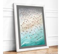 Summer at the Shore Coastal Framed Wall Art Print A3 White
