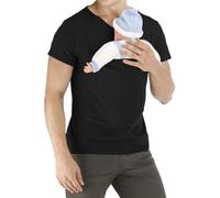 Summer Baby Carrier for Men T-Shirts Men Baby Carrieer Shirt Father Kangaroo T-Shirt V-Neck Short Sleeve T-Shirts Breathable Kangaroo Shirt for Dad and Baby Pregnant Dresses Functional Shirt, black, L