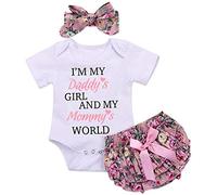 Summer Baby Girl Clothes Set Romper Tops and Bloomers Short Headband Outfits (6~12 Months)
