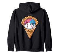 Summer Ballpark Baseball Ice Cream Cone Sprinkles Zip Hoodie