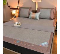 Summer Bam-Boo Sleeping Mat, Foldable Double Sided Rattan Cooling Mat, Breathable Carbonized Bam-Boo, Indoor Roll-up Runner Rug for Bedroom, Living Room, Entryway