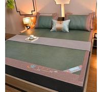 Summer Bam-Boo Sleeping Mat, Foldable Double Sided Rattan Cooling Mat, Breathable Carbonized Bam-Boo, Indoor Roll-up Runner Rug for Bedroom, Living Room, Entryway
