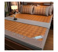 Summer Bamboo Bed Mat, Hooked Flat Woven Bamboo Mat Multicolor Multiple Sizes Non-Slip Cooling Foldable(Beige,150 * 200cm)