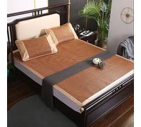 Summer Bamboo Sleeping Mat - Foldable Double-Sided Cooling Mattress Pad Breathable Rattan for Single/Double/Queen Size Beds (Color-A 90cm/35.4IN)