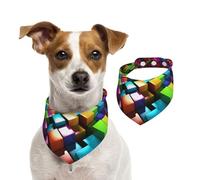 Summer Bandanas for Dogs 3D Colorful Cubes Dog Bandanas Washable Adjustable Dog Triangle Scarf Bibs Cute Pet Bibs for Medium Large Dogs Puppy and Cats Medium