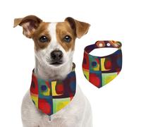 Summer Bandanas for Dogs Abstract Art Squares Dog Bandanas Washable Adjustable Dog Triangle Scarf Bibs Cute Pet Bibs for Medium Large Dogs Puppy and Cats Large