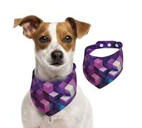 Summer Bandanas for Dogs Abstract Color Cubes Purple Dog Bandanas Washable Adjustable Dog Triangle Scarf Bibs Cute Pet Bibs for Medium Large Dogs Puppy and Cats Small