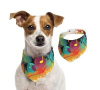 Summer Bandanas for Dogs Abstract Music Themed Dog Bandanas Washable Adjustable Dog Triangle Scarf Bibs Cute Pet Bibs for Medium Large Dogs Puppy and Cats Medium