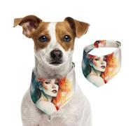 Summer Bandanas for Dogs Abstract Watercolor Lady Dog Bandanas Washable Adjustable Dog Triangle Scarf Bibs Cute Pet Bibs for Medium Large Dogs Puppy and Cats Medium