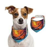 Summer Bandanas for Dogs Basketball Colorful Sketch Enjoyment Dog Bandanas Washable Adjustable Dog Triangle Scarf Bibs Cute Pet Bibs for Medium Large Dogs Puppy and Cats Large