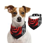 Summer Bandanas for Dogs Black White and Red Roses Dog Bandanas Washable Adjustable Dog Triangle Scarf Bibs Cute Pet Bibs for Medium Large Dogs Puppy and Cats Large