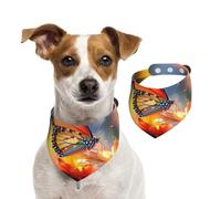 Summer Bandanas for Dogs Bloom Flower and Butterfly Dog Bandanas Washable Adjustable Dog Triangle Scarf Bibs Cute Pet Bibs for Medium Large Dogs Puppy and Cats Medium