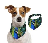 Summer Bandanas for Dogs Blue Peacock Dog Bandanas Washable Adjustable Dog Triangle Scarf Bibs Cute Pet Bibs for Medium Large Dogs Puppy and Cats Medium