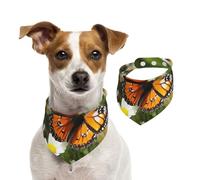 Summer Bandanas for Dogs Butterfly On Daisy Flower Dog Bandanas Washable Adjustable Dog Triangle Scarf Bibs Cute Pet Bibs for Medium Large Dogs Puppy and Cats Medium