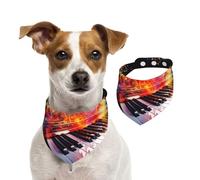 Summer Bandanas for Dogs Colorful Piano Keyboard Music Note Dog Bandanas Washable Adjustable Dog Triangle Scarf Bibs Cute Pet Bibs for Medium Large Dogs Puppy and Cats Medium
