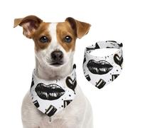 Summer Bandanas for Dogs Cool Black Lipstick Lips Dog Bandanas Washable Adjustable Dog Triangle Scarf Bibs Cute Pet Bibs for Medium Large Dogs Puppy and Cats Large