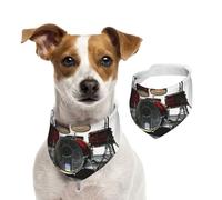 Summer Bandanas for Dogs Cool Drum Set Dog Bandanas Washable Adjustable Dog Triangle Scarf Bibs Cute Pet Bibs for Medium Large Dogs Puppy and Cats Large