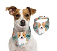 Summer Bandanas for Dogs Corgi Floral Flowers Spring Garden Dog Bandanas Washable Adjustable Dog Triangle Scarf Bibs Cute Pet Bibs for Medium Large Dogs Puppy and Cats Large