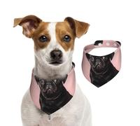 Summer Bandanas for Dogs Cute Black Pug Dog Bandanas Washable Adjustable Dog Triangle Scarf Bibs Cute Pet Bibs for Medium Large Dogs Puppy and Cats Large