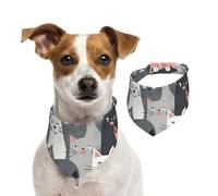 Summer Bandanas for Dogs Cute Funny Grey Cats Pattern Dog Bandanas Washable Adjustable Dog Triangle Scarf Bibs Cute Pet Bibs for Medium Large Dogs Puppy and Cats Large
