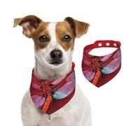 Summer Bandanas for Dogs Dragonfly On Red Background Dog Bandanas Washable Adjustable Dog Triangle Scarf Bibs Cute Pet Bibs for Medium Large Dogs Puppy and Cats Small