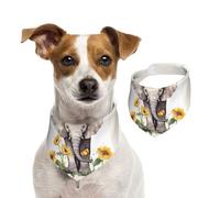Summer Bandanas for Dogs Elephant and Sunflower(1) Dog Bandanas Washable Adjustable Dog Triangle Scarf Bibs Cute Pet Bibs for Medium Large Dogs Puppy and Cats Large