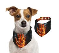 Summer Bandanas for Dogs Fire Flame Hand Dog Bandanas Washable Adjustable Dog Triangle Scarf Bibs Cute Pet Bibs for Medium Large Dogs Puppy and Cats Small