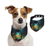 Summer Bandanas for Dogs Fireflies and Lantern Dog Bandanas Washable Adjustable Dog Triangle Scarf Bibs Cute Pet Bibs for Medium Large Dogs Puppy and Cats Small