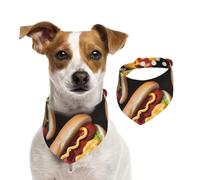 Summer Bandanas for Dogs Fun Food Hot Dogs Dog Bandanas Washable Adjustable Dog Triangle Scarf Bibs Cute Pet Bibs for Medium Large Dogs Puppy and Cats Medium