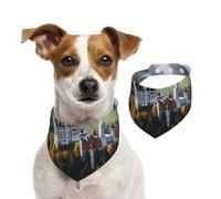 Summer Bandanas for Dogs Germany Neuschwanstein Castle Dog Bandanas Washable Adjustable Dog Triangle Scarf Bibs Cute Pet Bibs for Medium Large Dogs Puppy and Cats Small