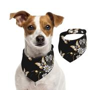 Summer Bandanas for Dogs Gold White Butterflies Black1 Dog Bandanas Washable Adjustable Dog Triangle Scarf Bibs Cute Pet Bibs for Medium Large Dogs Puppy and Cats Large