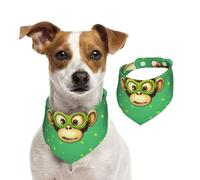 Summer Bandanas for Dogs Green Clever Monkey Dog Bandanas Washable Adjustable Dog Triangle Scarf Bibs Cute Pet Bibs for Medium Large Dogs Puppy and Cats Small