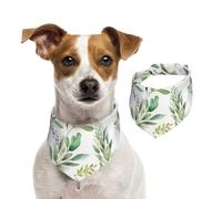 Summer Bandanas for Dogs Green Flower Watercolor Herb Sage Leaves and Branches Dog Bandanas Washable Adjustable Dog Triangle Scarf Bibs Cute Pet Bibs for Medium Large Dogs Puppy and Cats Large