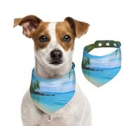 Summer Bandanas for Dogs Hawaiian Beach with Palm Trees Dog Bandanas Washable Adjustable Dog Triangle Scarf Bibs Cute Pet Bibs for Medium Large Dogs Puppy and Cats Medium