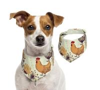 Summer Bandanas for Dogs Hen Flying Butterflies Among Flowers Dog Bandanas Washable Adjustable Dog Triangle Scarf Bibs Cute Pet Bibs for Medium Large Dogs Puppy and Cats Small