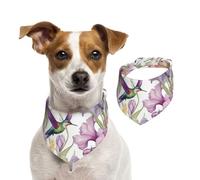 Summer Bandanas for Dogs Hummingbirds Irises Flowers Dog Bandanas Washable Adjustable Dog Triangle Scarf Bibs Cute Pet Bibs for Medium Large Dogs Puppy and Cats Large