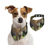 Summer Bandanas for Dogs Jaguar Cat On Tree Trunk Waterfall Dog Bandanas Washable Adjustable Dog Triangle Scarf Bibs Cute Pet Bibs for Medium Large Dogs Puppy and Cats Small