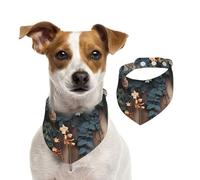 Summer Bandanas for Dogs Leaves Floral On Rustic Wood Dog Bandanas Washable Adjustable Dog Triangle Scarf Bibs Cute Pet Bibs for Medium Large Dogs Puppy and Cats Large
