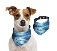 Summer Bandanas for Dogs Moon Over Ocean Dog Bandanas Washable Adjustable Dog Triangle Scarf Bibs Cute Pet Bibs for Medium Large Dogs Puppy and Cats Large