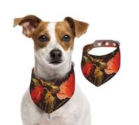 Summer Bandanas for Dogs Oil Painting Red Flower Dog Bandanas Washable Adjustable Dog Triangle Scarf Bibs Cute Pet Bibs for Medium Large Dogs Puppy and Cats Small