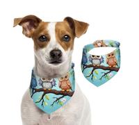 Summer Bandanas for Dogs Owls On A Branch Dog Bandanas Washable Adjustable Dog Triangle Scarf Bibs Cute Pet Bibs for Medium Large Dogs Puppy and Cats Large