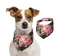 Summer Bandanas for Dogs Peony Flowers Rose Dog Bandanas Washable Adjustable Dog Triangle Scarf Bibs Cute Pet Bibs for Medium Large Dogs Puppy and Cats Small