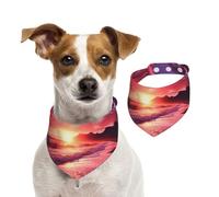 Summer Bandanas for Dogs Pink Beach Sunset Dog Bandanas Washable Adjustable Dog Triangle Scarf Bibs Cute Pet Bibs for Medium Large Dogs Puppy and Cats Small