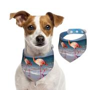 Summer Bandanas for Dogs Pink Flamingo Walking On The Beach Dog Bandanas Washable Adjustable Dog Triangle Scarf Bibs Cute Pet Bibs for Medium Large Dogs Puppy and Cats Large