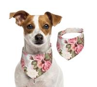 Summer Bandanas for Dogs Pink Rose Floral Dog Bandanas Washable Adjustable Dog Triangle Scarf Bibs Cute Pet Bibs for Medium Large Dogs Puppy and Cats Small