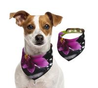 Summer Bandanas for Dogs Purple Flower with Black Stone Dog Bandanas Washable Adjustable Dog Triangle Scarf Bibs Cute Pet Bibs for Medium Large Dogs Puppy and Cats Small