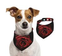 Summer Bandanas for Dogs Red and Black Rose Dog Bandanas Washable Adjustable Dog Triangle Scarf Bibs Cute Pet Bibs for Medium Large Dogs Puppy and Cats Small