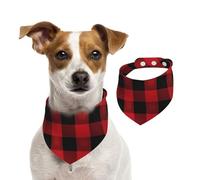 Summer Bandanas for Dogs Red Black Buffalo Check Plaid Pattern Dog Bandanas Washable Adjustable Dog Triangle Scarf Bibs Cute Pet Bibs for Medium Large Dogs Puppy and Cats Small
