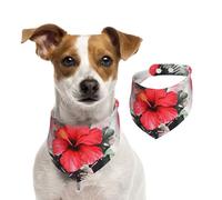 Summer Bandanas for Dogs Red Hibiscus Dog Bandanas Washable Adjustable Dog Triangle Scarf Bibs Cute Pet Bibs for Medium Large Dogs Puppy and Cats Large